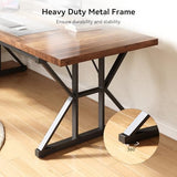70.8-Inch Office Desk, Wooden Executive Office Desk, Modern Work Desk, Brown-Black