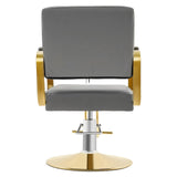 dunghLin 360° Rotatable Salon Chair, Barber Chair with Hydraulic Height Adjustable, 440lbs Multi-Function Hair Chair with Footrest & PU Cushion for Hair Salons, Barber Shops & Home (Grey + Gold)