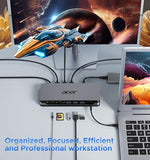 Acer Premium 13-in-1 Docking Station with 110W PD & Triple Monitor Support | Dual 4K HDMI and DP,5Gbps USB A/C,Gigabit Ethernet
