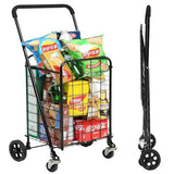 Shopping Cart with 360° Swivel Wheels Folding Utility Cart with Easily Collapsible Cart with Extended Foam Cover