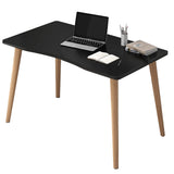 Stylish Modern Wooden Computer Desk with Solid Wood Legs Durable Home Office Writing Table & Gaming Workstation (80x50x73CM Black) Perfect for Study & Work