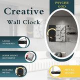 PSYCHE GOD Large Decorative Wall Clock Silent Non-Ticking Modern Metal Wall Clock for Living Room Office Bedroom Kitchen Home Decor, 30" X 18", Black