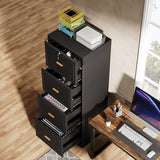 4-Drawer File Cabinet with Lock, Locked File Cabinet with Key, Tall Wooden Filing Cabinets for Home Office
