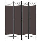 Zexlorith 4-Panel Room Divider, Foldable Fabric Screen, Brown Partition