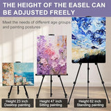 Art Painting Artist Easel Stand, Painting Display Easel Stand,Portable Adjustable Iron Tripod Display Stand with Bag