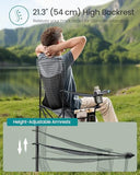 SONGMICS Breathable Camping Chairs, Foldable Outdoor Chairs Set of 2, High Back, Adjustable Armrests, Drink Holder, Weight Capacity 330 lb, for Sports Garden Backyard, Slate Gray UGCB028G01