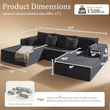 108" Oversized Cloud Sectional Couch, Comfort U Shaped Boneless Couch for Living Room