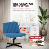 PayLessHere | Criss Cross Chair | Dark Blue | Wide, Armless Desk Chair Without Wheels | 360 Swivel, Height Adjustable & Stable Metal Base