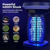 OnBeam Solar Bug Zapper Outdoor, Mosquito Zapper Outdoor Waterproof Electric Fly Zapper Rechargeable Mosquito Killer with Solar Panel, 4200V Fly Trap Indoor for Home Backyard, Patio, Garden, Camping