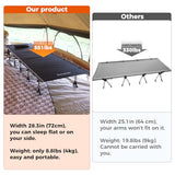 KingCamp Oversized XXL Camping Cot, Folding Portable Lightweight Ultralight Large Wide Heavy Duty 551lbs Sleeping Bed for Adult Backpacking Outdoor Travel Hiking Tent, Black