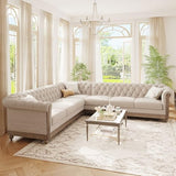 Merax Chesterfield Sofa, Retro Upholstered 6 Seater Rolled Arm