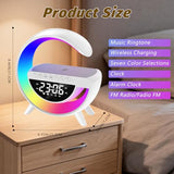 ZFMF Wireless Charging Table Lamp, Multifunctional Bluetooth Speaker & Alarm Clock - LED Bedside Desk Lamp Night Light (White)
