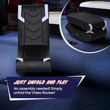 X Rocker Eclipse Video Gaming Floor Chair with Built-in Headrest Speakers, Wireless Bluetooth, Foldable, Vegan Leather, 300 lbs Max, Amazon Exclusive, Black and Silver, Gifts for Gamers