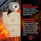 FireKing Turtle Vertical 2 Drawer Fire Rated File Cabinet, Parchment