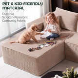 108" Camel L-Shaped Sectional Couch for Living Room
