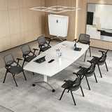 7.5FT Foldable Rectangle Conference Table, Mobile Meeting Tables with Cable