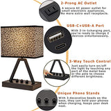 Briever Touch Control Table Lamp, 3-Way Dimmable Desk Lamp with USB C & A and AC Outlet