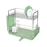 Dish Drying Rack Dish Drying Rack 2 Tier Dish Rack with Utensil Holder Side with Knife and Fork Rack and Chopping Board Rack Can Rotate The Drain Store Bowls/Dish/Glasses/Knife and Fork