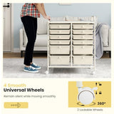 12-Drawer Rolling Storage Cart, Moveable Art Craft Organizer W/Lockable Wheels, Metal Shelf