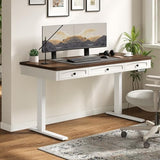 Standing Desk with 3 Drawers, 55 x 24 Inch Electric Height Adjustable Desk with Storage & Outlets