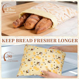WEHYFGB Beeswax Bread Bag, 2 Pack Reusable Bread Storage Bags for Homemade Bread,Sourdough Bread Bags, Organic Cotton Beeswax Sourdough Bags, Food Storage Bag Keep Fresh Easy Clean