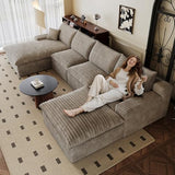 136" Cloud Sectional Couch U-Shaped Chaise with Ottoman