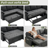 Huatean Home 105" U-Shape Sleeper Sofa with Storage, Large 7-Seat Modular Sectional with Removable Covers, Pull-Out Couch Bed for Living Room, Dark Grey