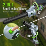 LUCKYTECH Leaf Blower Cordless, 680CFM Leaf Blowers with 2 x 4.0Ah Batteries & Charger, 5-Speed Brushless Motor, Lightweight Snow Blower Grass Blowers