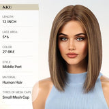 KKU 5x6 Lace Front Human Hair Wig，small cap size，Hand-Tied Craft