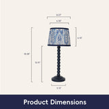 Blue Wood Base Table lamp,8x8x18 inch Country Style Desk lamp,Modern Pleated lampshade Suitable for bedrooms and Offices Pack of 2 (Bulbs Not Included)