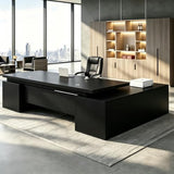 Executive Desk, L Shaped Executive Office Desk with Locking Drawer & File Cabinet