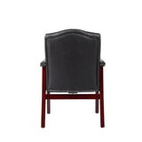 Ergonomic High Back Office Guest Chair - Black Leather Executive Single Chair for Reception & Conference Rooms, Waiting Room, Meeting, Lobby, Church, No Wheels with Arm Fixed Base Design