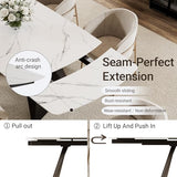 Honyee Extendable Dining Table with Leaf, 65 to 95 Inch Rectangular Sintered Stone, Modern Large Dining Room Table