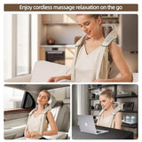 PERLEVI Neck Massager with Heat, Cordless Neck and Shoulder Massage, Rechargeable Shiatsu 6D Kneading Massager for Pain Relief Deep Tissue, Gift for Mom&Dad (Light Beige)