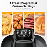AIRMSEN Potable Glass Air Fryer Non-Toxic, 4.8QT & 1.3QT, 4 Presets & Manual Control, 140–450℉ Precise Heat, 95% Less Oil, Auto-Pause & Resume, Microwave & Dishwasher Safe