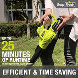 SnapFresh 20V Cordless Electric Leaf Blower - Lightweight with 2.0Ah Battery & Fast Charger, 2 Speed Modes for Lawn, Patio, Yard & Sidewalk Care