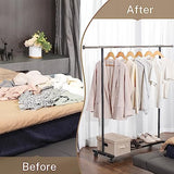 VICERII Clothes Rack, 130LB Capacity Heavy Duty Clothing Rack with Wheels and Bottom Shelf, 52.17 Inch Rolling Racks for Hanging Clothes, Black