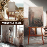 Large A-Frame Wooden Painting Display Walnut Easel, Large Adjustable Pine Wood Standing Easel Holding Canvas Up to 60'