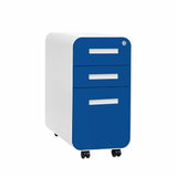 Laura Davidson Furniture Stockpile Slim 3-Drawer Mobile File Cabinet with Lock - Under Desk Metal Filing Cabinet, Legal/Letter File Folders, Wheels and Stationary Feet