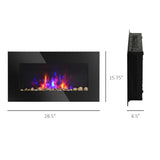 HOMCOM 29" Electric Fireplace, Wall Mounted Fireplace with 7 Adjustable LED Flame Colors, Remote Control, Fireplace Heater for Living Room, 1450W, Black