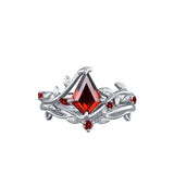 Kite Cut Garnet engagement ring sets Wedding Ring Set(Garnet)
