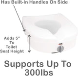 Carex Health Brands Carex E-Z Lock Raised Toilet Seat, Adds 5 Inches to Toilet Height, Elderly and Handicap Toilet Seat with Handles