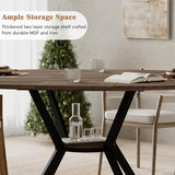 42"-58" Extendable Round Dining Table for 4-6, Kitchen Oval Table with Hidden Leaves & Storage Shelf