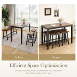 Sophia & William Solid Wood Counter Height Table and Chairs, Walnut