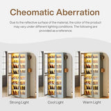 Tribesigns Tall Shoe Cabinet with Acrylic Doors and LED Lights, 8-Tier Shoe Organizer Storage Rack with Adjustable Shelves and Hanging Hooks for Narrow Closet, Hallway, Living Room, Gray (Set of 2)