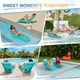 Compsia Pool Lounge Chairs Outdoor Set of 4，Aquawave Lounge Chair, HDPS Long Pool Chairs for in Pools, Weighted All Weather Tanning Chair with Headrest for Outside Beach Patio Sun Bathing Hotel, Blue