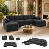 142" Upgraded Boneless Couch with Storage, Modular Sectional Couches for Living Room