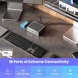 18-in-1 Thunderbolt 4 Docking Station, 98W Charging, 3* TBT4 (40Gb/s), 3* USB-C + 5* USB-A (10Gb/s), 2.5GbE LAN