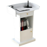 Wooden Lectern Podium Stand with Drawer Floor Standing Reception Desk for Conference Auditorium Church - Versatile Speaking Podium for Events and Presentations