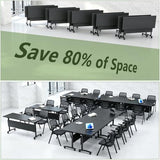 10 Pack Folding Conference Table,Modular Conference Room Table with Wheels,2-60 Person